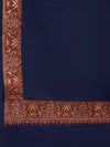 Blue Woolen Women Shawl with Traditional Multicolour Embroidered Border (80 x 40 Inches)