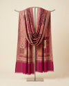 Regal Multicolor Patchwork Kani Jacquard Woven Wool Blend Maroon Stole