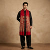 Mir-e-Khas Men's Mughal Palace Scenic Jacquard Woven Red Shawl with Zari Work
