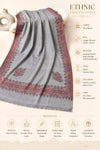 Naqsh-e-Kashmir Inspired Kingri Design Jacquard Woven Grey Shawl with Floral Border