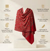 Naqsh-e-Kashmir Inspired Jamawar Floral Paisley Vine Wool Blend Red Shawl