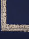 Blue Woolen Mens Shawl with Gold Border – 80x40 Inches