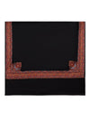 Woolen Mens Shawl in Black with Multicolour Kashmiri-Inspired Embroidered Border (80 x 40 Inches)