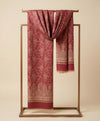 Timeless Mens Wool Blend All-Over Zari Jacquard Floral Trellis Red Stole
