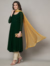 Gold Chinon Dupatta with Gold Stripe Sequin Work & Gota Border (Size: 2.5x1 m Approx)
