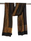 Reversible Wool Black Women Stole with Moonlight Zari Border | Elegant Winter Wrap | 80 × 28 Inches