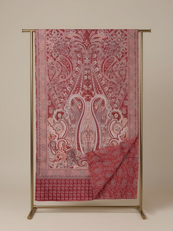 Everyday Bamboo Silk Heritage Printed Reversible Red Stole