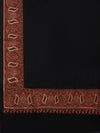 Woolen Women Shawl in Warm Black with Intricate Traditional Embroidered Border (80 x 40 Inches)