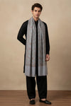 Mir-e-Khas Men's Kashmir-Inspired Jamawar Floral Paisley Vine Grey Shawl