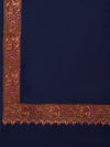 Classic Woolen Mens Shawl with Embroidered Border in Rich Blue (80 x 40 Inches)