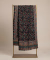 Reserve Mens All-Over Kalamkari Floral Print Bamboo Silk Black Stole