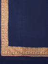 Solid Blue Woolen Mens Shawl with Rich Embroidered Border – 80 x 40 Inches