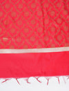 Red Banarasi Silk Dupatta with All-Over Woven Floral Motifs & Rich Zari Border (Size: 2.5x1 m Approx)