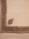 Light Brown Woolen Women Shawl with Intricate Embroidered Detailing – Winter Wrap (80 x 40 Inches)