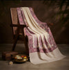 Naqsh-e-Kashmir Woven Kani Jacquard Paisley White Shawl with Inner Bootas & Solid Panel