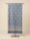 Everyday Wool Blend All-Over Zari Jacquard Woven Floral Trellis Blue Stole