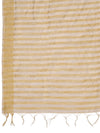 Brown & Ivory Striped Cotton Silk Dupatta with Tassel Finish (Size: 2.5x1 m Approx)