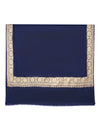 Navy Blue Woolen Women Shawl with Gold Border – 80x40 Inches