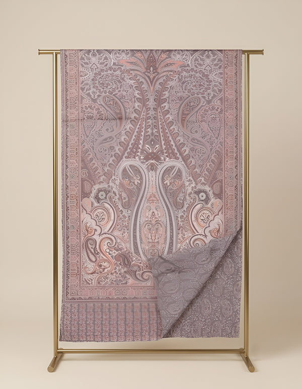 Everyday Bamboo Silk Heritage Printed Reversible Grey Stole