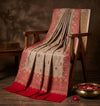 Naqsh-e-Kashmir Woven Kani Jacquard Red Shawl with All-Over Buttis & Solid Panel