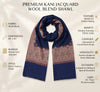 Naqsh-e-Kashmir Woven Kani Jacquard Border Blue Shawl | Wool Blend