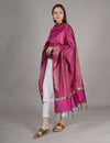 Rani Banarasi Silk Dupatta with Gold Zari Buti & Ornate Border (Size: 2.5x1 m Approx)