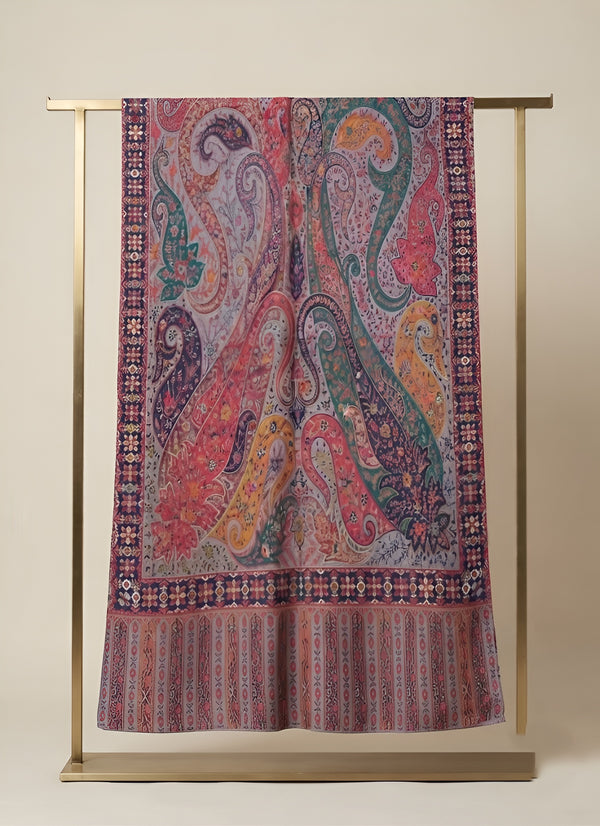 Reserve Mens All-Over Paisley & Floral Print Bamboo Silk Grey Stole