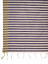 Blue & Ivory Striped Cotton Silk Dupatta with Tassel Finish (Size: 2.5x1 m Approx)
