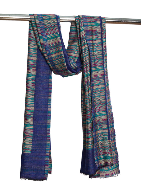 Reversible Woolen Women Stole with Fine Striped Weave | Soft Wrap (80 × 28 Inches)