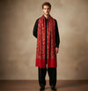 Mir-e-Khas Men's Kashmir-Inspired Jamawar Floral Paisley Vine Red Shawl