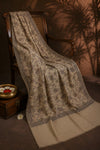 Mir-e-Khas Men's Kashmir-Inspired Jamawar Floral Paisley Vine Beige Shawl