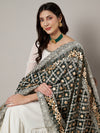 Black Georgette Dupatta with Gold Foil Booti & Lace Border (Size: 2.5x1 m Approx)