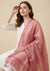 Pink Khadi Cotton Dupatta with Subtle Sheen & Border Detailing | Soft Textured Ethnic Dupatta