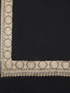 Black Woolen Women Shawl with Gold Border – 80x40 Inches