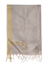 Silver Cotton Silk Dupatta with Subtle Woven Texture (Size: 2.5x1 m Approx)