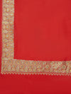 Solid Red Woolen Women Shawl with Rich Embroidered Border – 80 x 40 Inches
