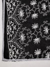 Black Karachi Chiffon Dupatta with Elegant Thread Embroidery (Size: 2.5x1 m Approx)