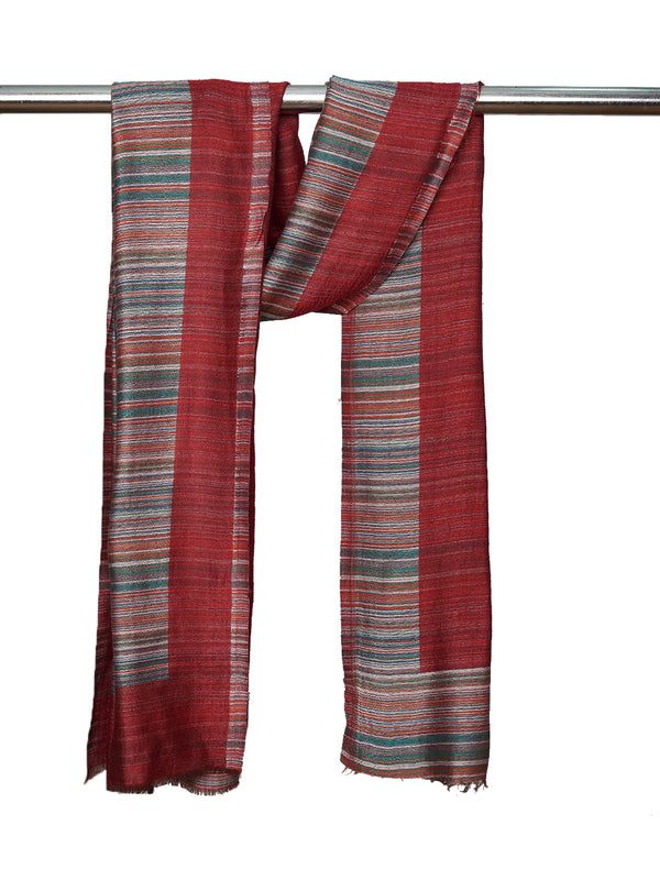 Reversible Woolen Mens Stole with Classic Striped Weave | Elegant Winter Wrap (80 × 28 Inches)