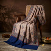 Naqsh-e-Kashmir Woven Kani Jacquard Floral Shawl with Traditional Blue Border & Panel
