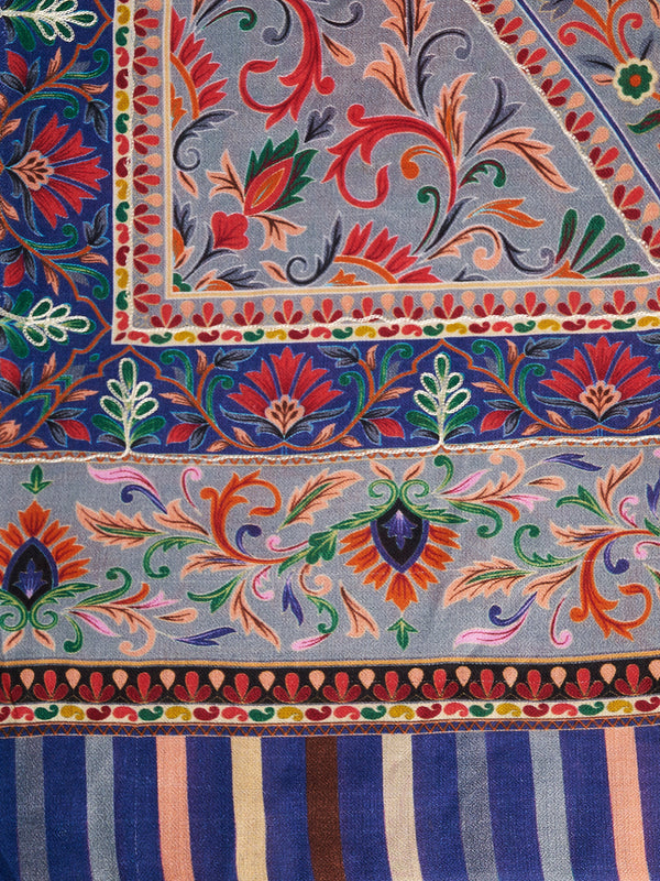 Signature Kashmiri Print & Thread Work Bamboo Silk Stole for Women