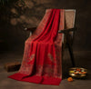 Naqsh-e-Kashmir Inspired Kani Paisley & Geometric Border Wool Blend Red Shawl