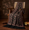 Mir-e-Khas Men's Kashmir-Inspired Jamawar Floral Paisley Vine Black Shawl