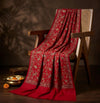 Mir-e-Khas Men's Kashmir-Inspired Jamawar Floral Paisley Vine Red Shawl