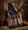 Naqsh-e-Kashmir Woven Kani Jacquard Border Black Shawl | Wool Blend