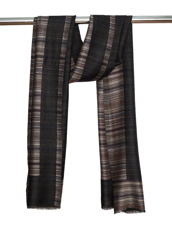 Reversible Woolen Mens Stole with Classic Striped Weave | Elegant Winter Wrap (80 × 28 Inches)