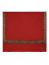 Red Woolen Women Shawl with Traditional Multicolour Embroidered Border (80 x 40 Inches)