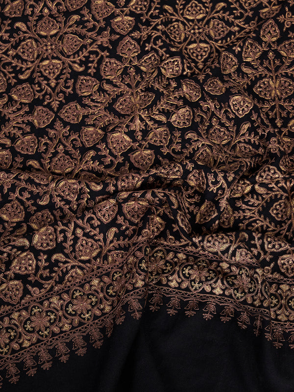 Woolen Women Shawl with Intricate Traditional Motif & Ornate Woven Border | 80 x 40 Inches
