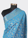 Sky Blue Banarasi Silk Dupatta with All-Over Woven Floral Motifs & Rich Zari Border (Size: 2.5x1 m Approx)