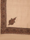 Elegant Light Brown Woolen Women Shawl with Embroidered Border – Ethnic Wrap (80 x 40 Inches)