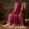 Naqsh-e-Kashmir Woven Kani Jacquard Wine Shawl with Solid Panel & Traditional Border